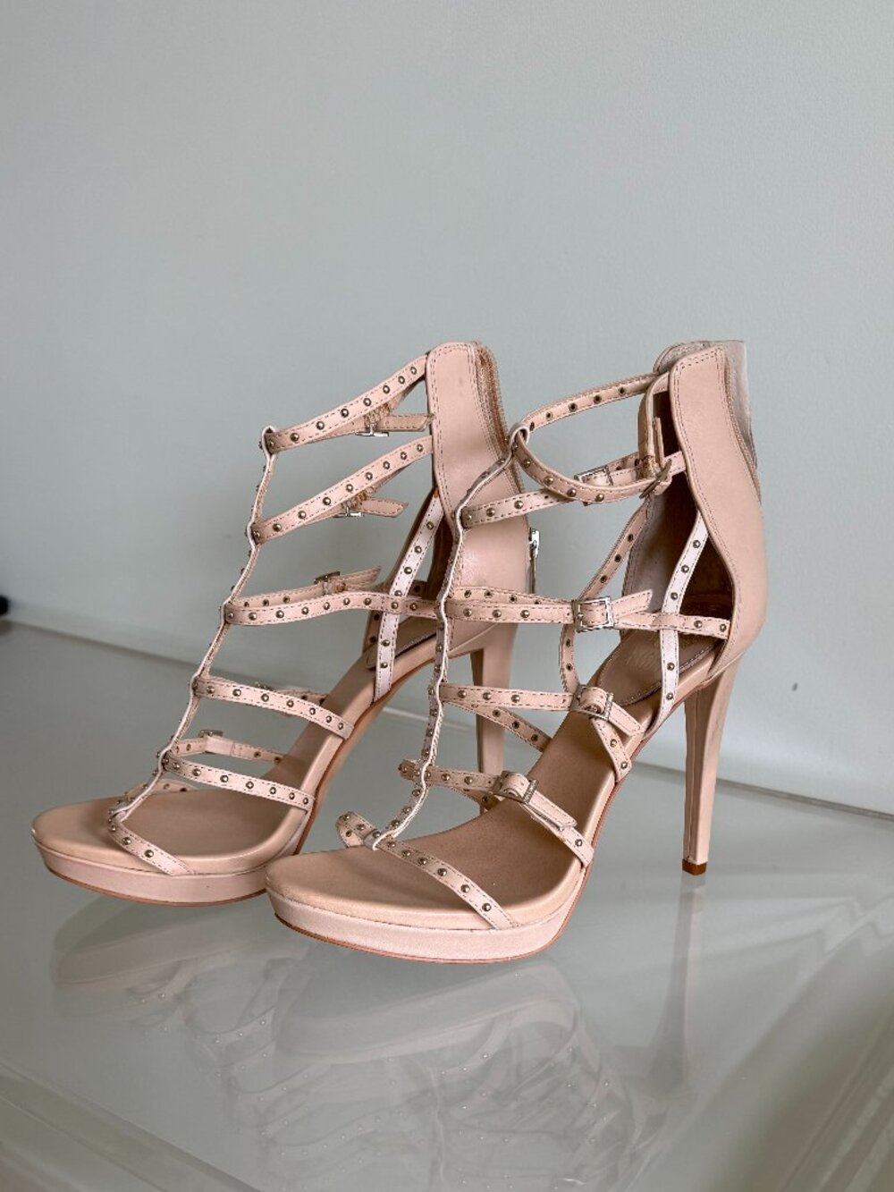 Vince Camuto Revelli Studded Gladiator Sandal - Nude - Size 7.5